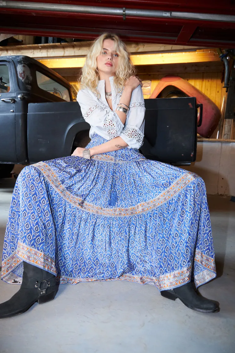 Diamond Maxi Skirt - Blue