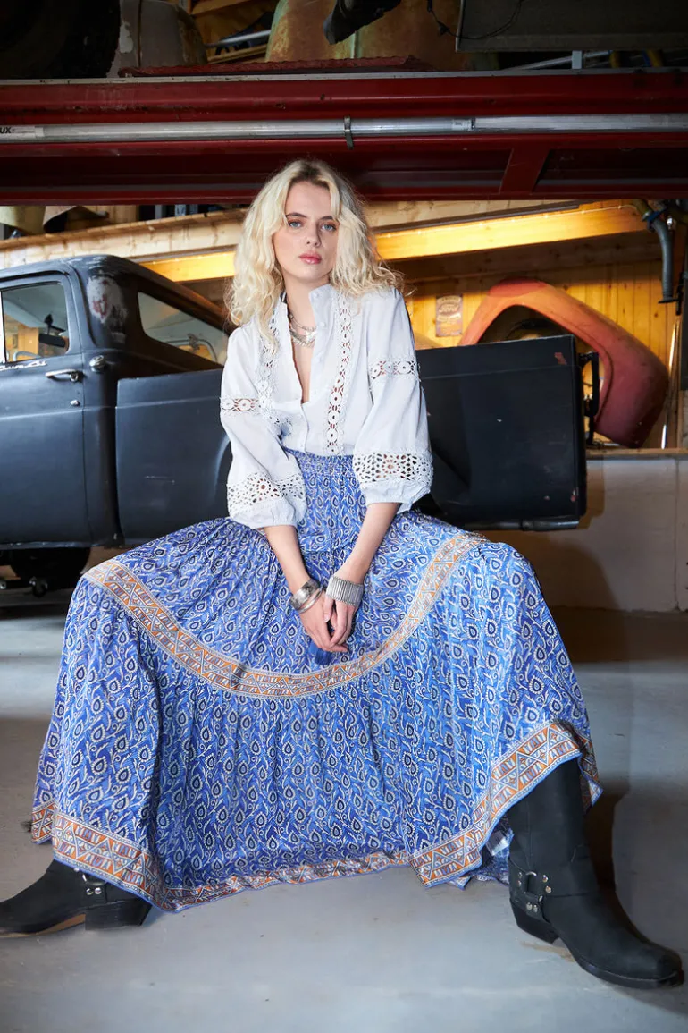 Diamond Maxi Skirt - Blue