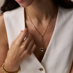Domed Heart Charm Necklace