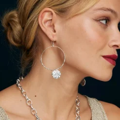 Dominique Large Silver Hoop Earrings