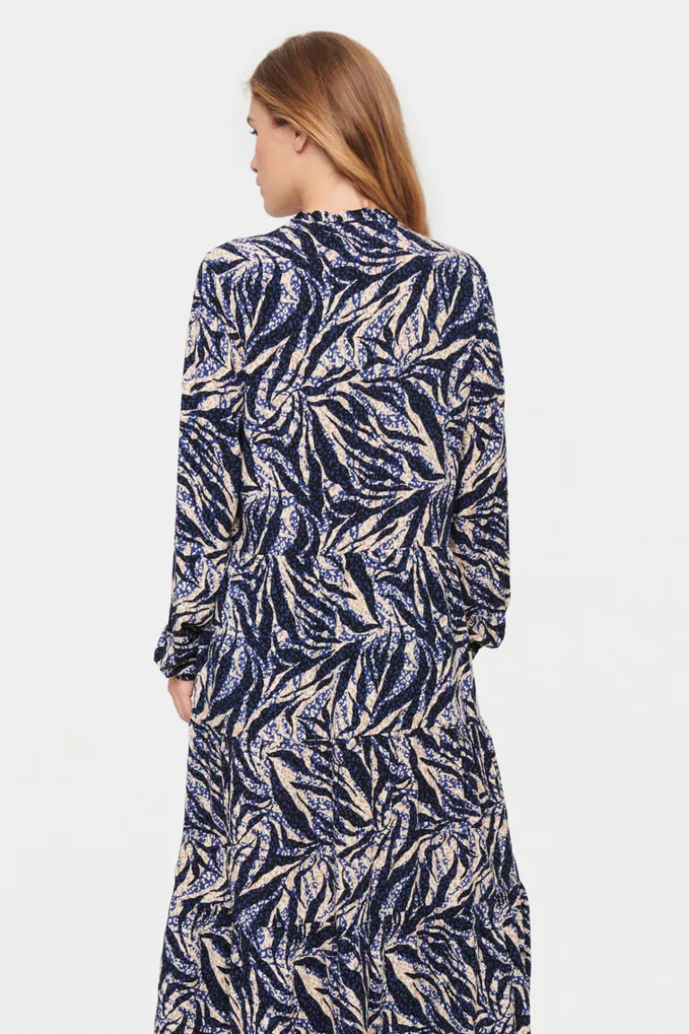 Eda Maxi Dress - Black Zebra Leaves