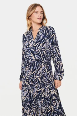 Eda Maxi Dress - Black Zebra Leaves