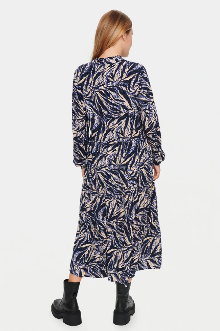 Eda Maxi Dress - Black Zebra Leaves