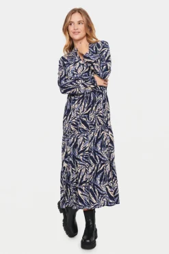Eda Maxi Dress - Black Zebra Leaves