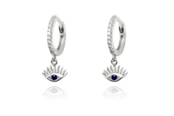 Effy Evil Eye Hoop Silver Sapphire CZ