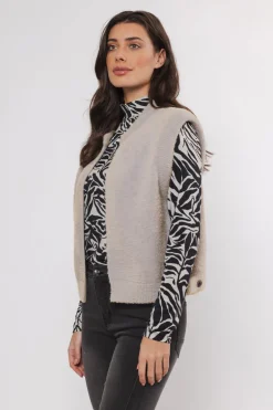 Elona Short Waistcoat - Stone
