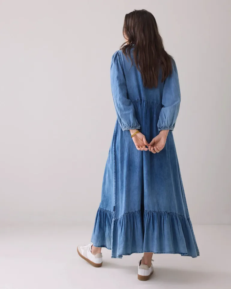 Embroidered Denim Dress - Indigo