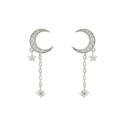 E20315s Moon Drop Earrings - Silver