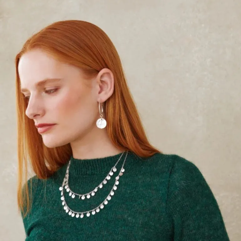 Esmeralda Silver Hoop and Coin Earrings