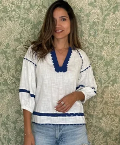 Farringdon Top - White/Blue