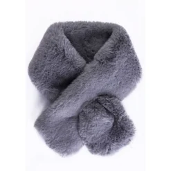 Faux Fur Crossover Scarf - Gris Clair