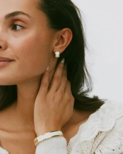 Frame Enamel Hoops Offwhite Gold