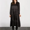 Frankie Midi Tiered Dress - Black Leopard