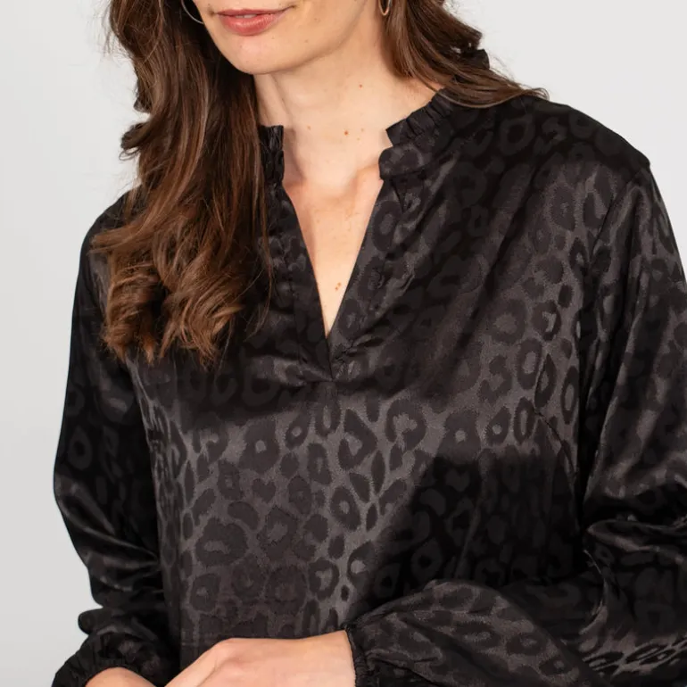 Frankie Midi Tiered Dress - Black Leopard