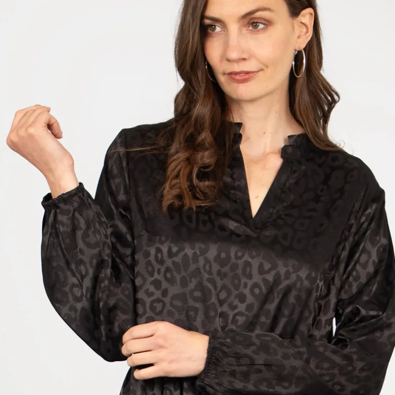Frankie Midi Tiered Dress - Black Leopard