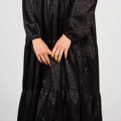 Frankie Midi Tiered Dress - Black Leopard