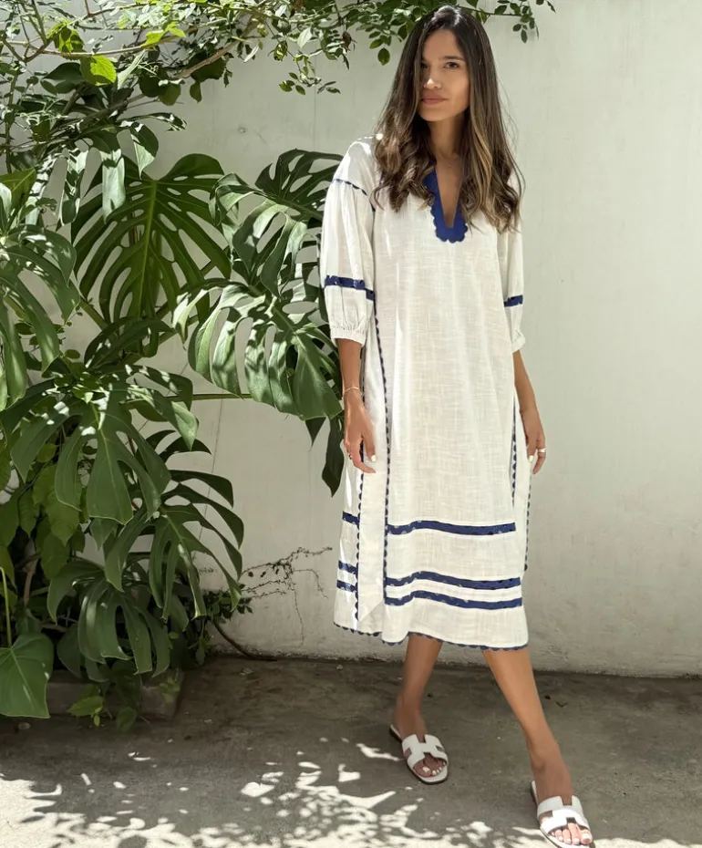 Fulham Dress - White/Blue