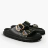 Galia Embossed Leather Sandal - Black