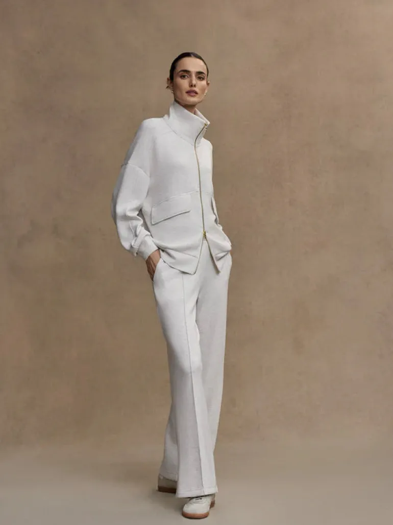 Garcia Zip Through Sweat - Ivory Marl