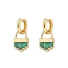 Green Cleopatra Hoop Earrings - Pair - Gold
