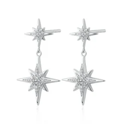 Hannah Martin Art Deco Star Earrings - Silver