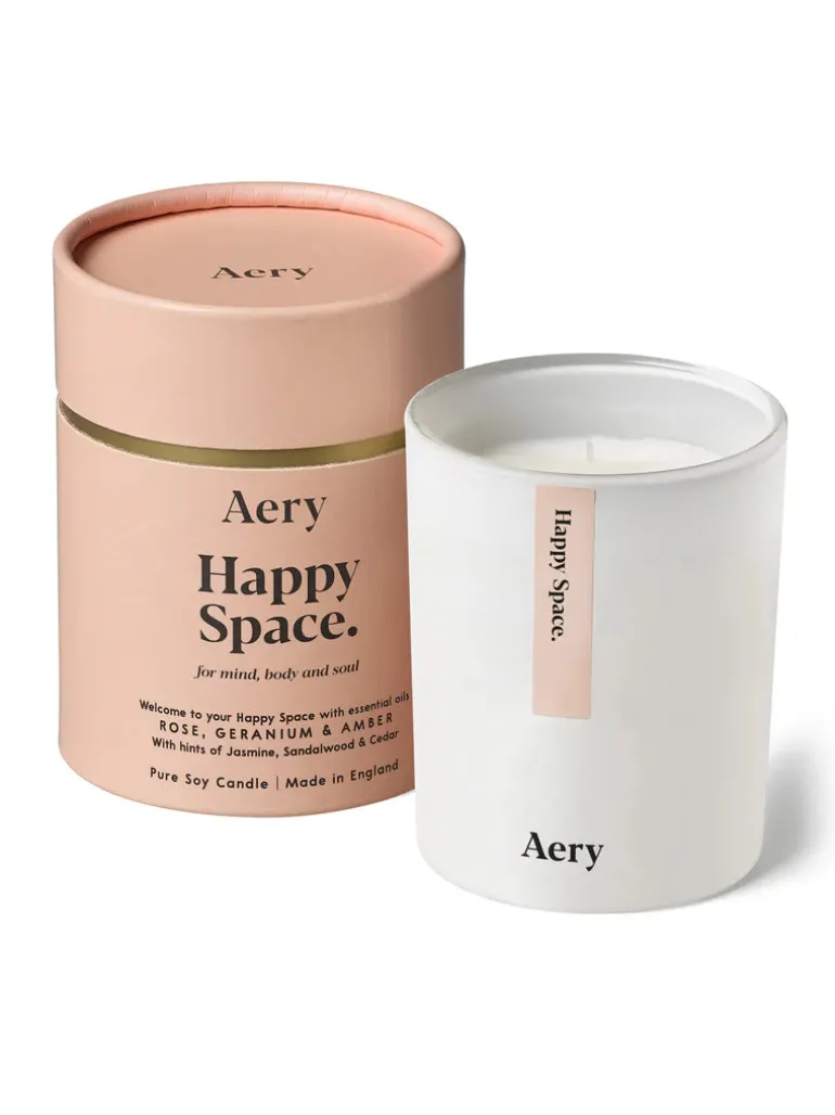 Happy Space 200g Candle - Rose, Geranium and Amber