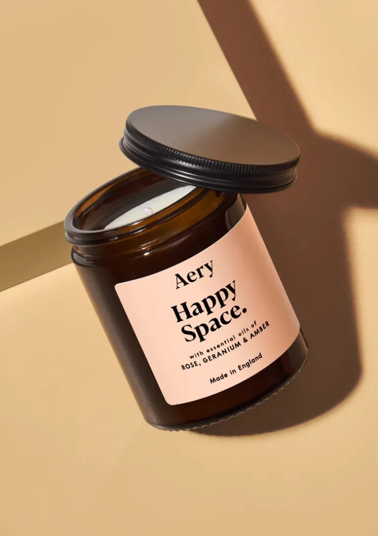 Happy Space Scented Jar Candle - Rose, Geranium and Amber