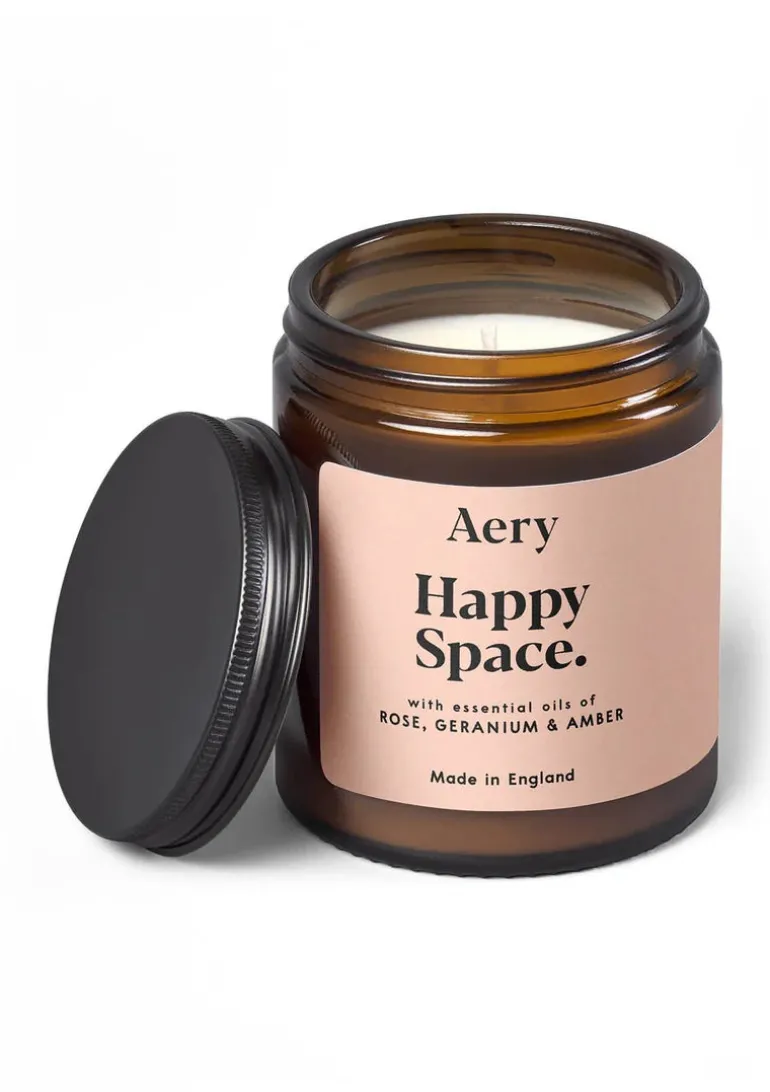 Happy Space Scented Jar Candle - Rose, Geranium and Amber