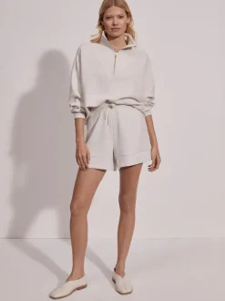 Hawley Half Zip Sweat - Ivory Marl