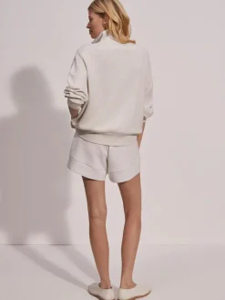 Hawley Half Zip Sweat - Ivory Marl