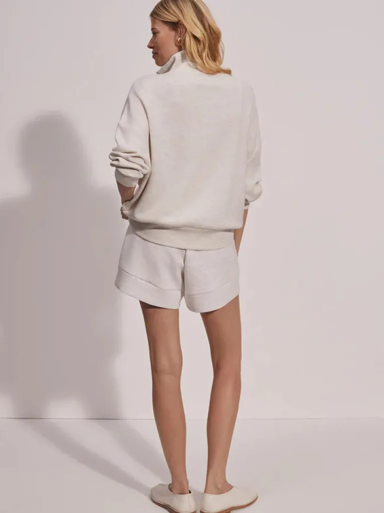 Hawley Half Zip Sweat - Ivory Marl