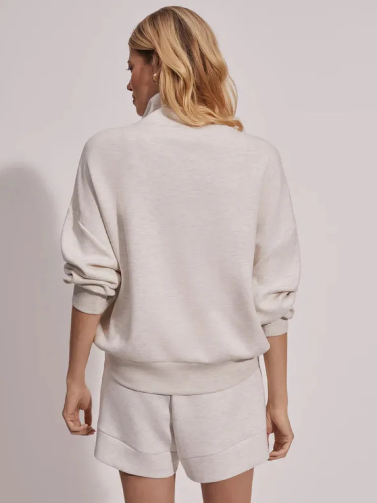 Hawley Half Zip Sweat - Ivory Marl
