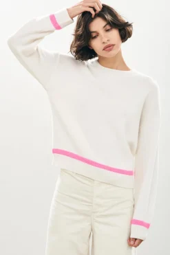 Heavy Trim Crew - White / Pink