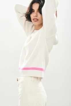 Heavy Trim Crew - White / Pink