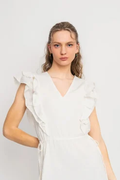 Hillie Linen Dress - Snow White