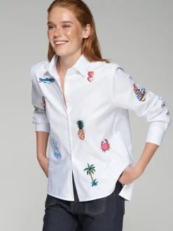 Isa Embroidered Shirt - White Twil