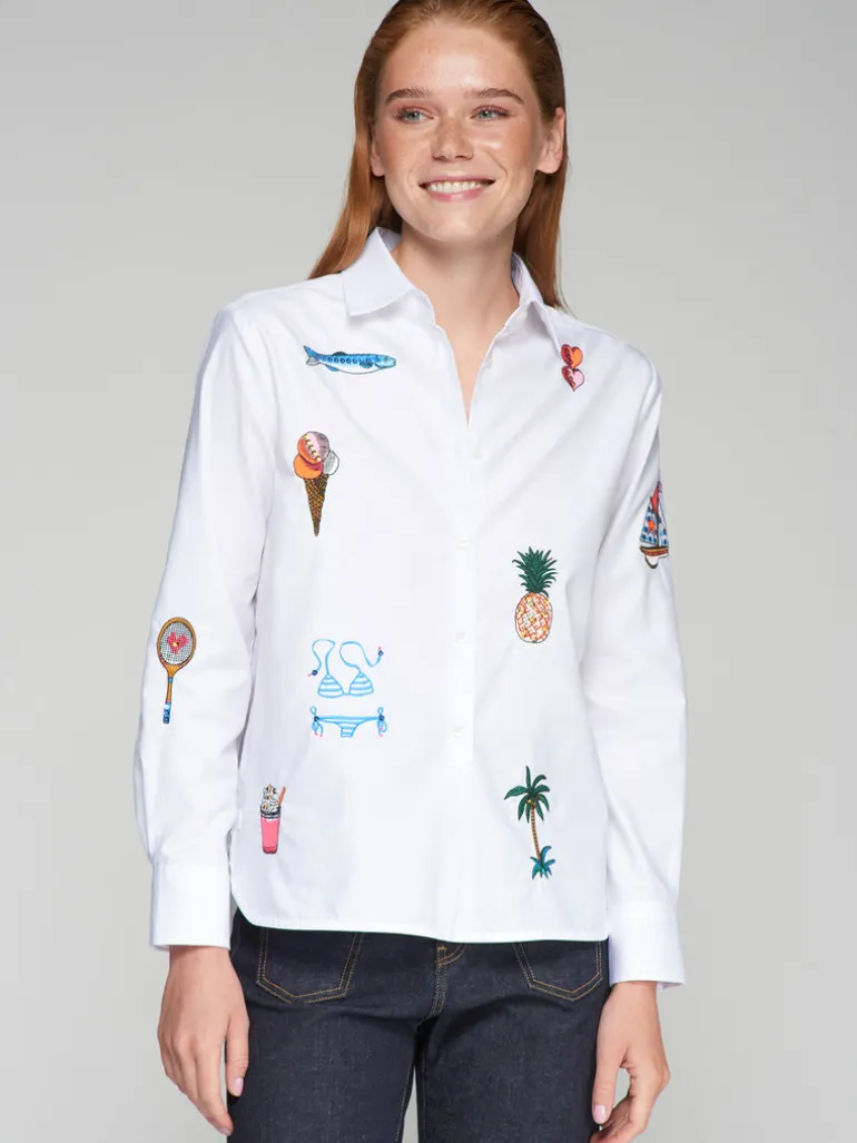 Isa Embroidered Shirt - White Twil