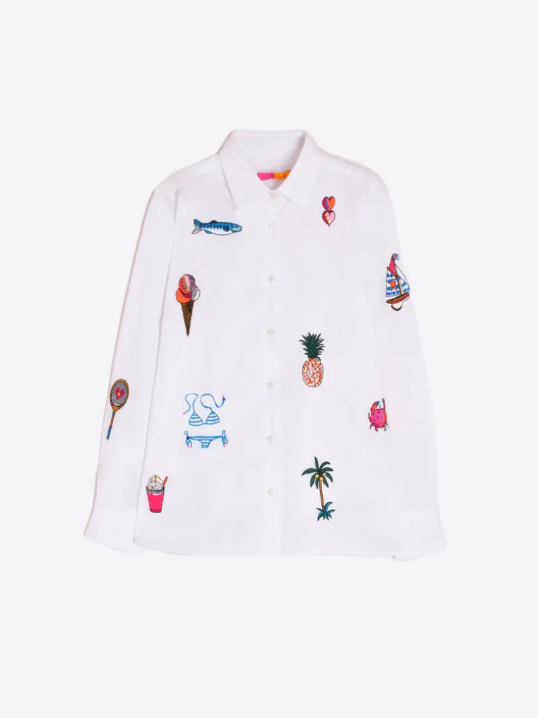 Isa Embroidered Shirt - White Twil