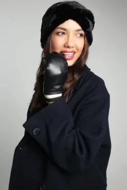 Isabella Leather Mitten - Black