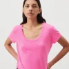 Jacksonville SS Scoop Neck Tee - Rose Fluo