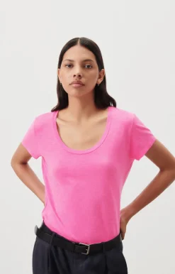 Jacksonville SS Scoop Neck Tee - Rose Fluo
