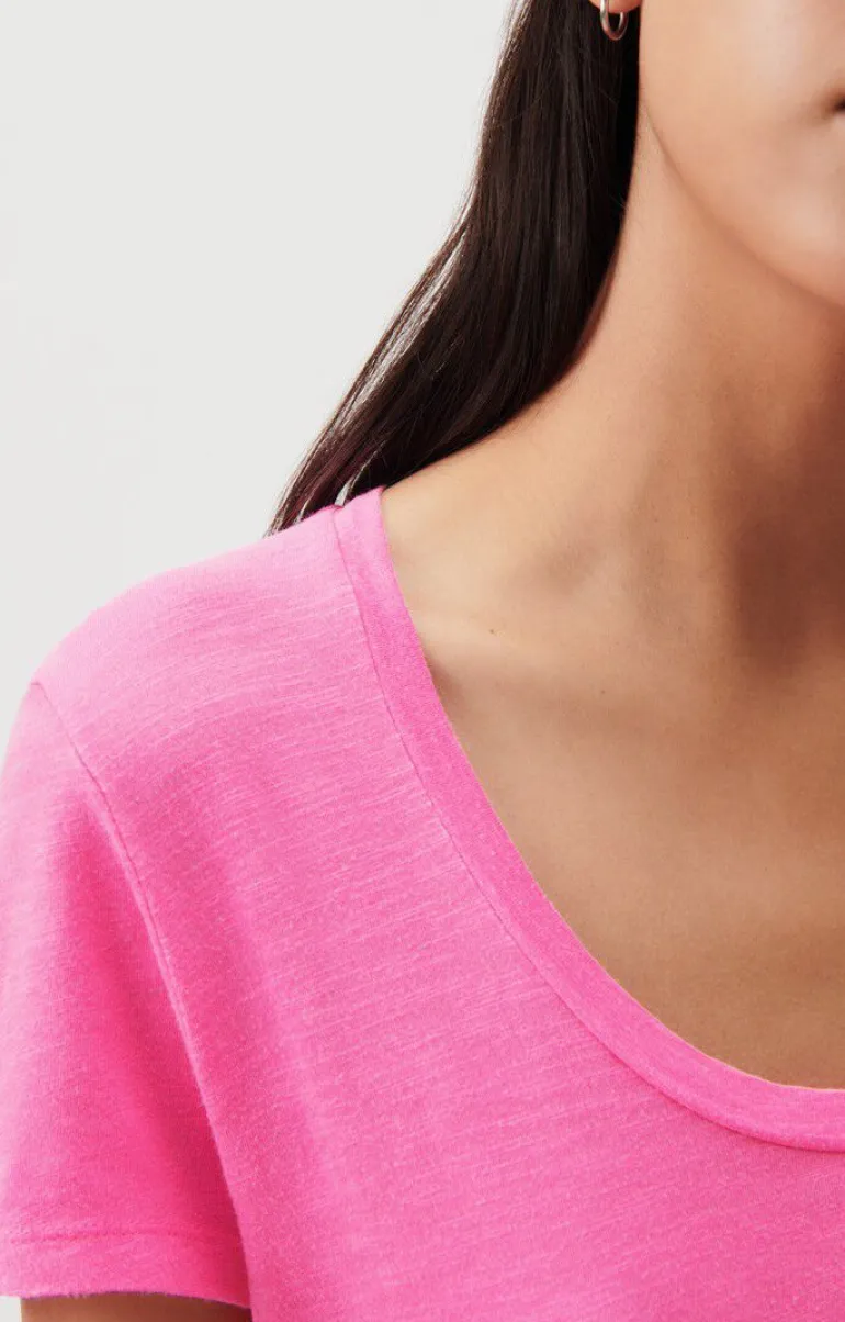 Jacksonville SS Scoop Neck Tee - Rose Fluo