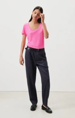 Jacksonville SS Scoop Neck Tee - Rose Fluo