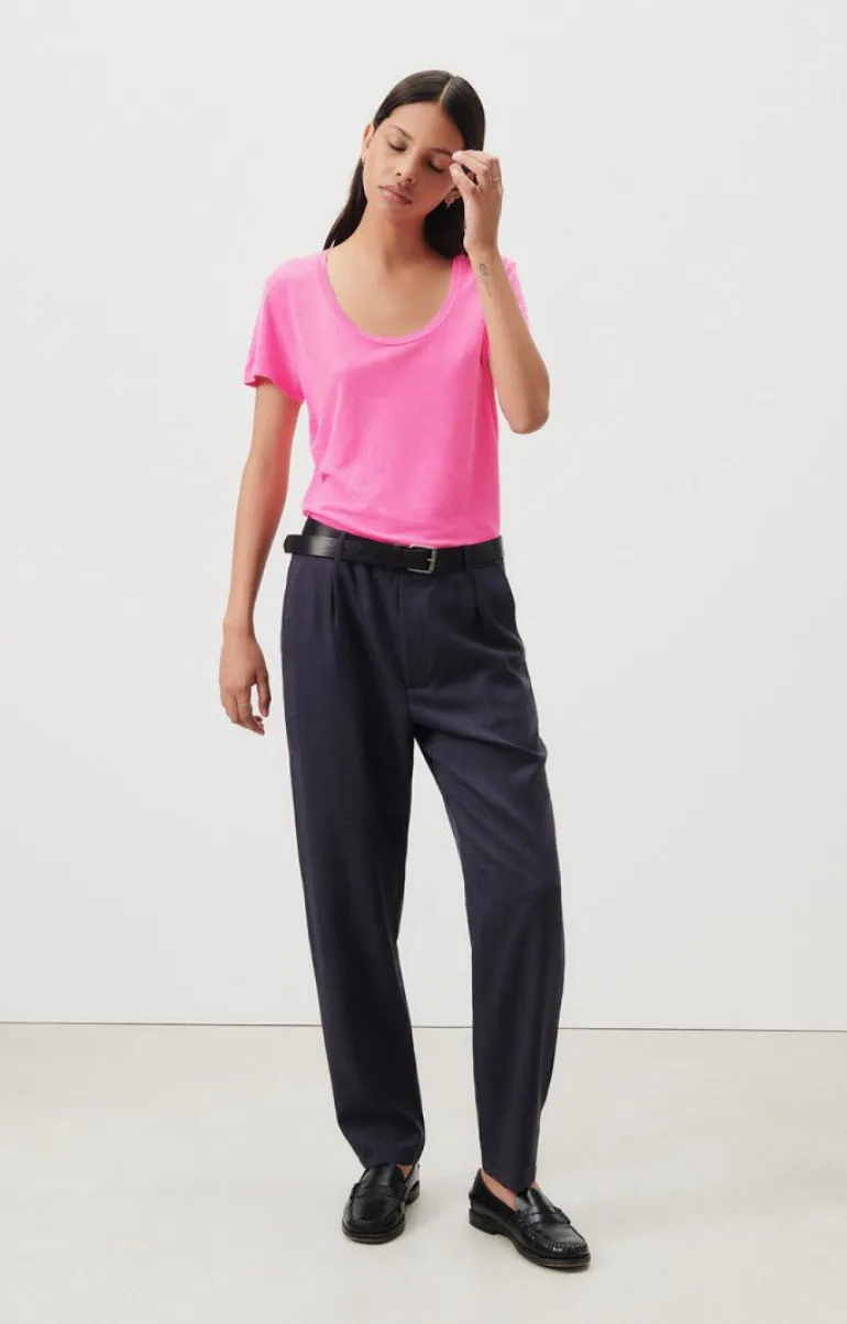 Jacksonville SS Scoop Neck Tee - Rose Fluo