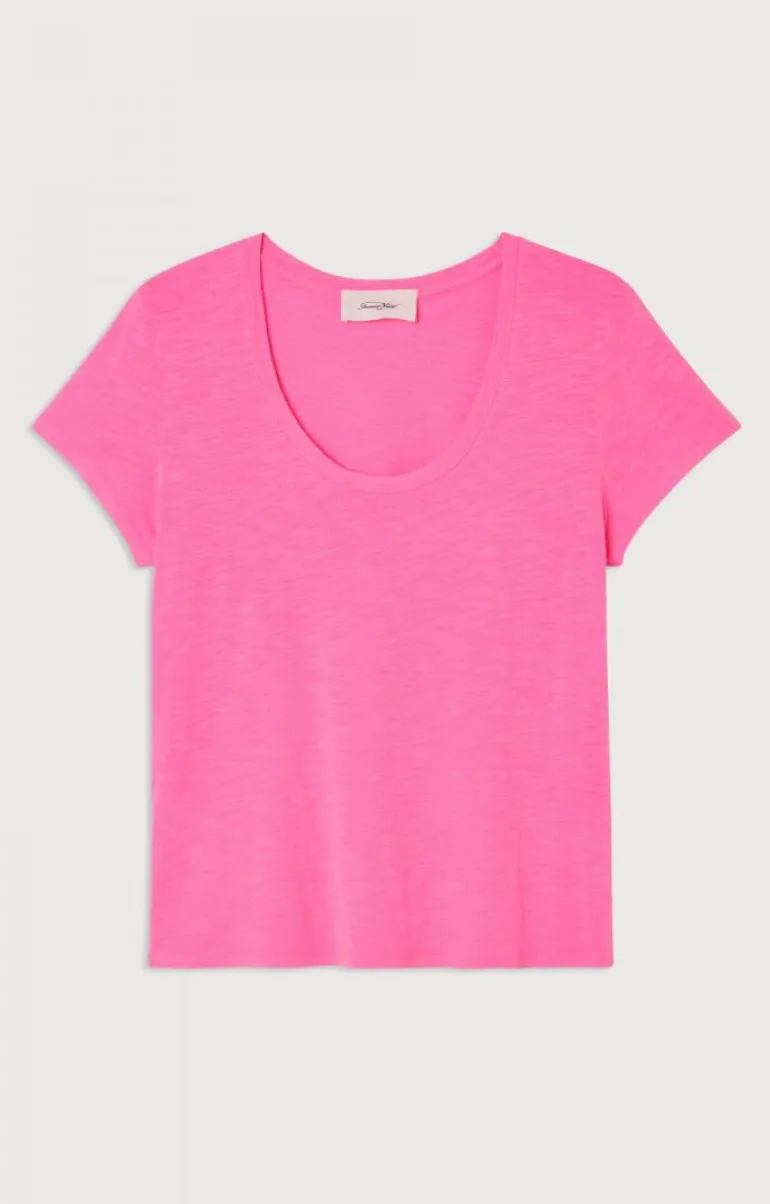 Jacksonville SS Scoop Neck Tee - Rose Fluo