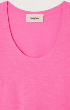 Jacksonville SS Scoop Neck Tee - Rose Fluo