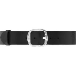 Jeans Belt with Patterned Buckle - Black