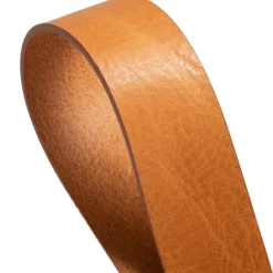 Jeans Belt with Patterned Buckle - Cognac