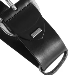 Jeans Belt with Patterned Buckle - Black