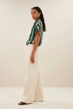Karly Tie Dye Blouse - Green Tie Dye Stripe